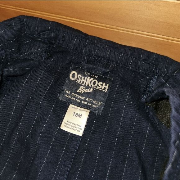 Oshkosh B'gosh Pinstripe Navy Blue Blazer Toddler Boy Size 18 Month - Picture 4 of 4
